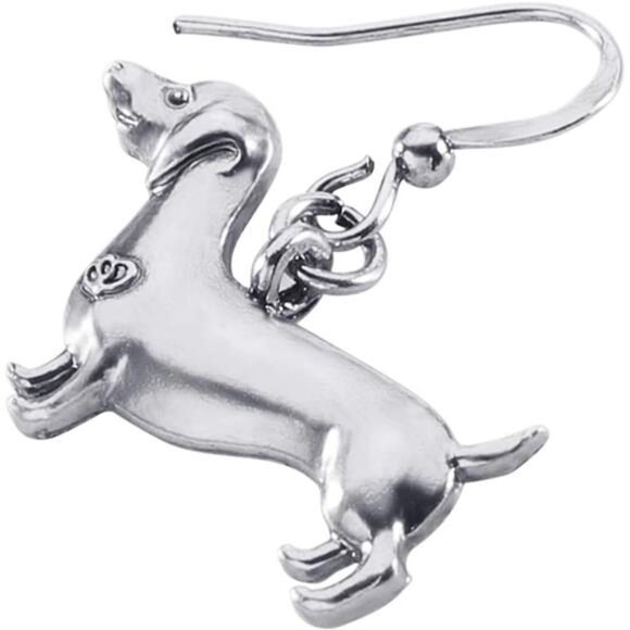 Enamel Alloy Dachshund Dog Earrings - Cute Dangle Drop Fashion Jewelry for Women - Picture 4 of 8